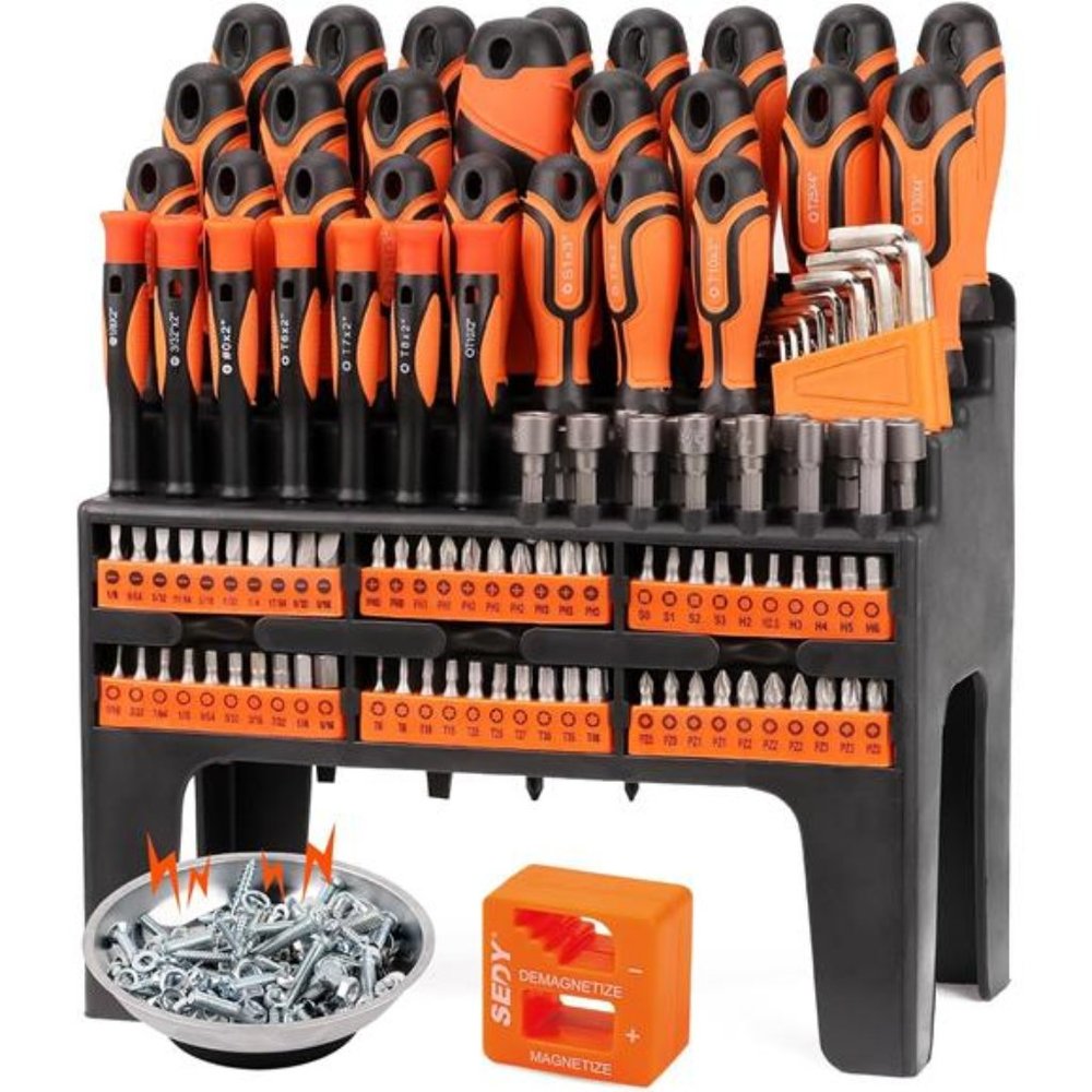 124-Piece Ultimate Screwdriver Set with Magnetic Tips & Racking, Premium